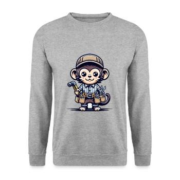 Artisan singe mignon - Sweat-shirt Unisexe - gris chiné - Devant - Alina (178cm) & Michal (187cm)