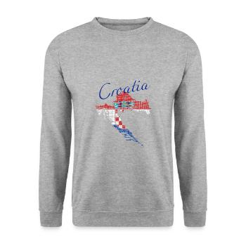 Croatia Flag - Unisex Pullover - Weißgrau meliert - Vorne - Alina (178cm) & Michal (187cm)