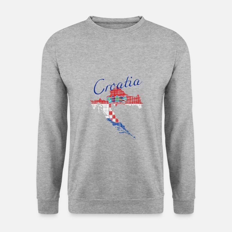Croatia Flag - Unisex Pullover - Weißgrau meliert