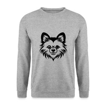 Pomeranian Dog Head - Unisex Sweatshirt - salt & pepper - Front - Alina (178cm) & Michal (187cm)
