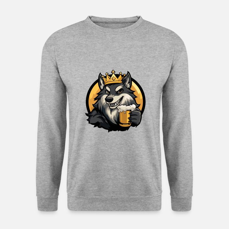 Wolf Bier Comic - Unisex Pullover - Weißgrau meliert