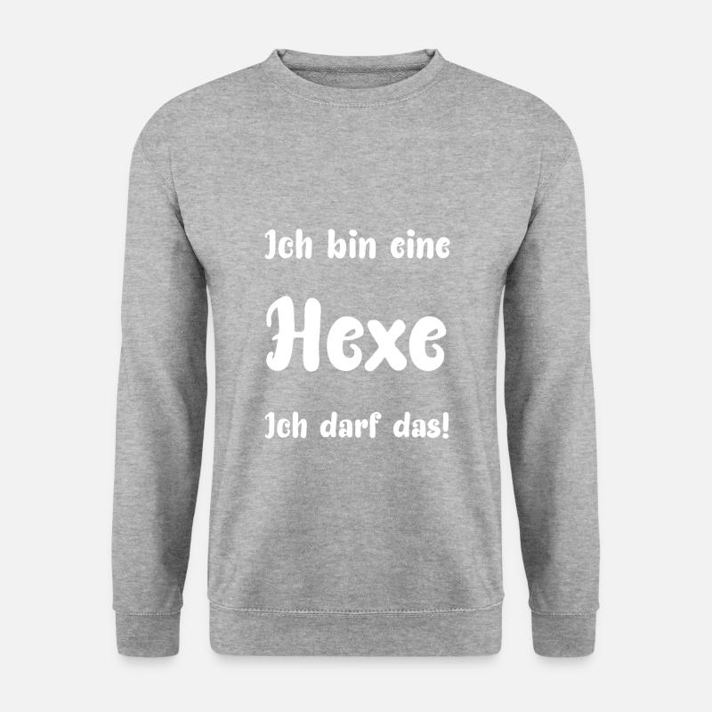 Ich bin eine Hexe Ich darf das! - Unisex Pullover - Weißgrau meliert