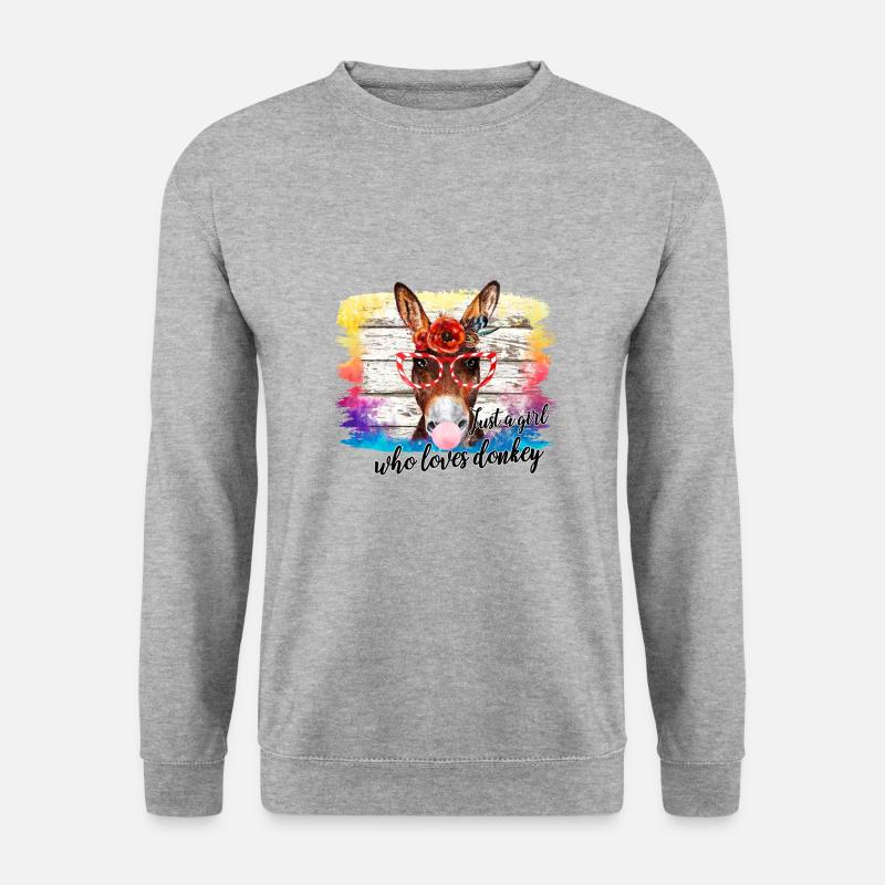 Nur ein Mädchen, das den Esel liebt - Unisex Pullover - Weißgrau meliert