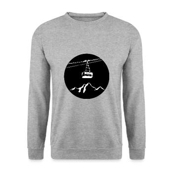 Berg mit Gondel weiss - Unisex Pullover - Weißgrau meliert - Vorne - Alina (178cm) & Michal (187cm)