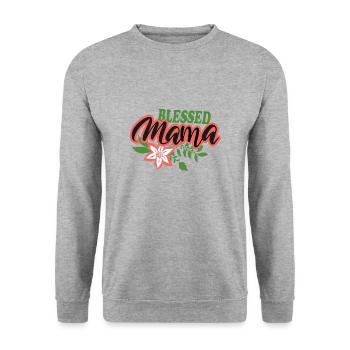 Blessed mama - Unisex Pullover - Weißgrau meliert - Vorne - Alina (178cm) & Michal (187cm)