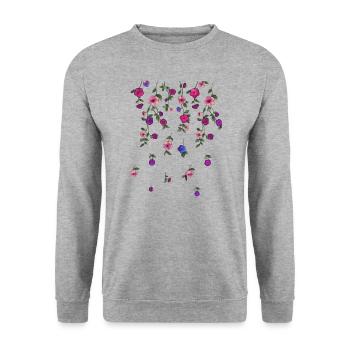 Roses,Tendrils,Flowers, Illustration,Red, Floral - Unisex Sweatshirt - salt & pepper - Front - Alina (178cm) & Michal (187cm)