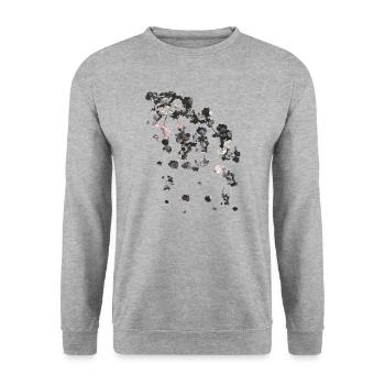Spring,Tendrils,Flowers,Floral,Blossom,Shabby Chic - Unisex Sweatshirt - salt & pepper - Front - Alina (178cm) & Michal (187cm)