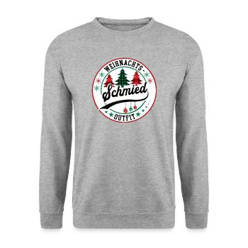 Schmied Weihnachten XMAS Schmiede Metallbauer - Unisex Pullover - Weißgrau meliert - Vorne - Alina (178cm) & Michal (187cm)