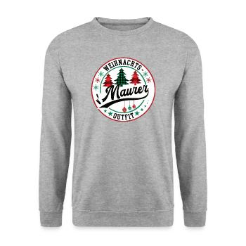 Maurer Weihnachtsgeschenk Betonbauer Weihnachten - Unisex Pullover - Weißgrau meliert - Vorne - Alina (178cm) & Michal (187cm)