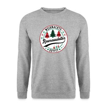 Raumausstatter Weihnachten Kollege Arbeitskollege - Unisex Pullover - Weißgrau meliert - Vorne - Alina (178cm) & Michal (187cm)