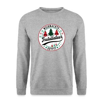 Weihnachten Installateur Klempner Sanitär Gas XMAS - Unisex Pullover - Weißgrau meliert - Vorne - Alina (178cm) & Michal (187cm)