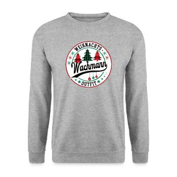 Wachmann Weihnachten Sicherheitsdienst Wachdienst - Unisex Pullover - Weißgrau meliert - Vorne - Alina (178cm) & Michal (187cm)