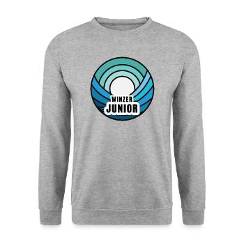 Junior Winzer Nachfolger Nachwuchs Kind Winzersohn - Unisex Pullover - Weißgrau meliert - Vorne - Alina (178cm) & Michal (187cm)