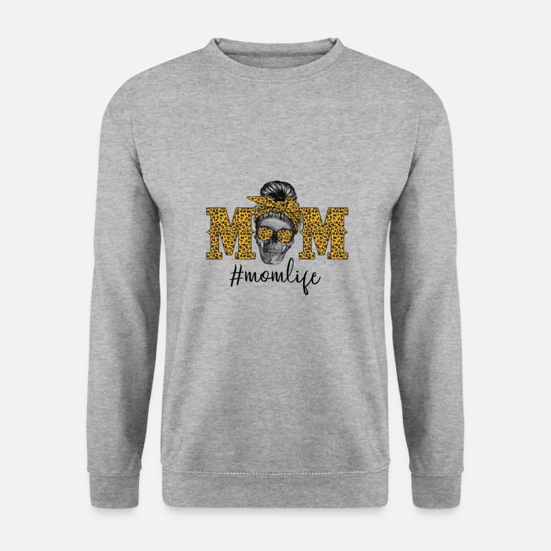 Mutter Leben Schädel Leopard - Unisex Pullover - Weißgrau meliert