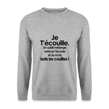 Humour Français phrase drôle T-shirt homme - Sweat-shirt Unisexe - gris chiné - Devant - Alina (178cm) & Michal (187cm)