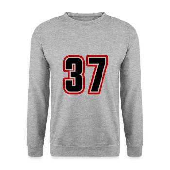 37 symbole de nombre - Sweat-shirt Unisexe - gris chiné - Devant - Alina (178cm) & Michal (187cm)