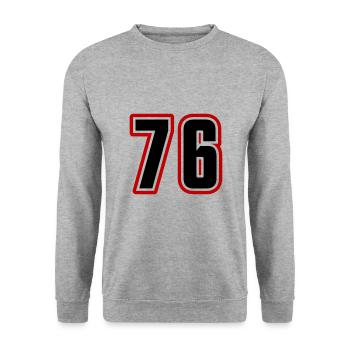 76 number symbol - Unisex Sweatshirt - salt & pepper - Front - Alina (178cm) & Michal (187cm)