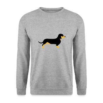 Dackel - Unisex Pullover - Weißgrau meliert - Vorne - Alina (178cm) & Michal (187cm)