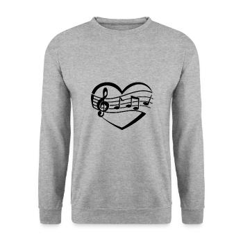 Musik Herz - Unisex Pullover - Weißgrau meliert - Vorne - Alina (178cm) & Michal (187cm)
