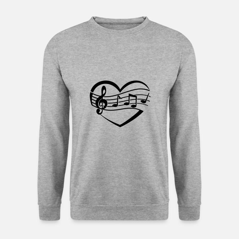 Musik Herz - Unisex Pullover - Weißgrau meliert