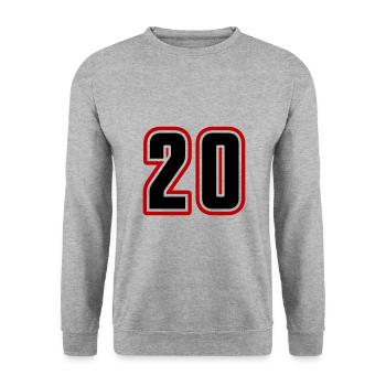 20 Zahl symbol - Unisex Pullover - Weißgrau meliert - Vorne - Alina (178cm) & Michal (187cm)