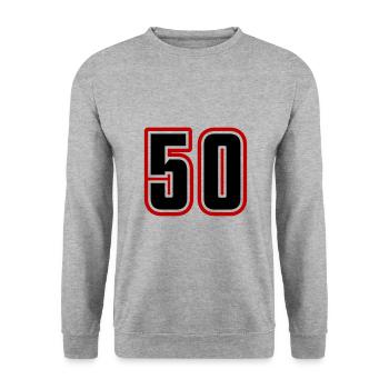 50 number symbol - Unisex Sweatshirt - salt & pepper - Front - Alina (178cm) & Michal (187cm)