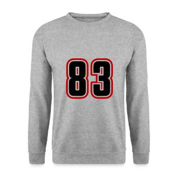 83 Zahl Symbol - Unisex Pullover - Weißgrau meliert - Vorne - Alina (178cm) & Michal (187cm)
