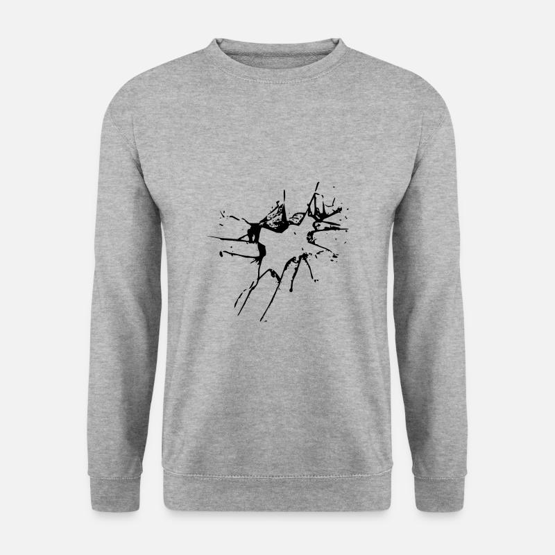 Glas Bruch schwarz - Unisex Pullover - Weißgrau meliert