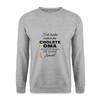 Ich habe einfach die coolste Oma - Unisex Pullover - Weißgrau meliert - Vorne - Alina (178cm) & Michal (187cm)