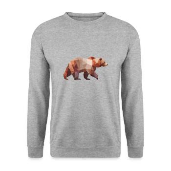 Ours brun | Conception de logo d’art low poly - Sweat-shirt Unisexe - gris chiné - Devant - Alina (178cm) & Michal (187cm)