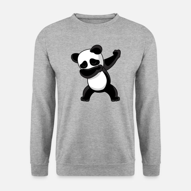 Dabbing Dab Panda - Unisex Pullover - Weißgrau meliert