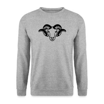 belier corne tete animal 7092 - Sweat-shirt Unisexe - gris chiné - Devant - Alina (178cm) & Michal (187cm)