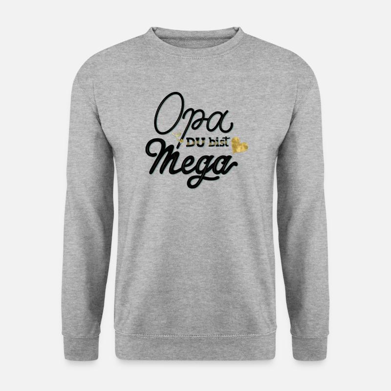Opa, du bist mega - Unisex Pullover - Weißgrau meliert