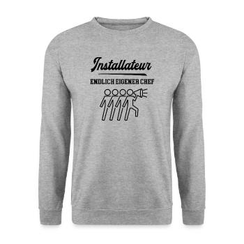 Installateur Chef Selbstständigkeit Firma Gründen - Unisex Pullover - Weißgrau meliert - Vorne - Alina (178cm) & Michal (187cm)
