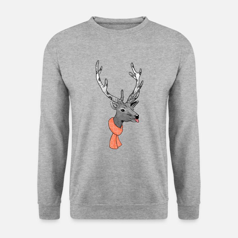 Hirsch - Unisex Pullover - Weißgrau meliert
