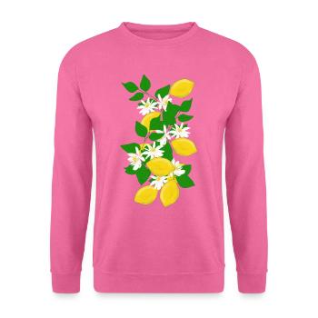 Zitronen, Zweig, Blüten - Unisex Pullover - Pink - Vorne