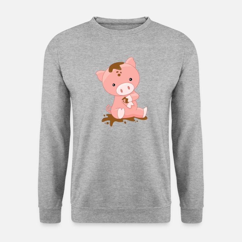Süsses Schnweinchen badet im Schlamm - Unisex Pullover - Weißgrau meliert
