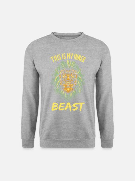 Drogen Hanf THC Löwe Cannabis - Unisex Pullover - Weißgrau meliert