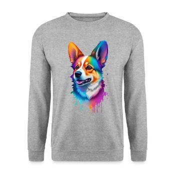 Corgi Rainbow Dog Funny Dog Race Animal - Sweat-shirt Unisexe - gris chiné - Devant - Alina (178cm) & Michal (187cm)