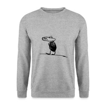 Kinderzeichnung T-Rex - Unisex Pullover - Weißgrau meliert - Vorne - Alina (178cm) & Michal (187cm)