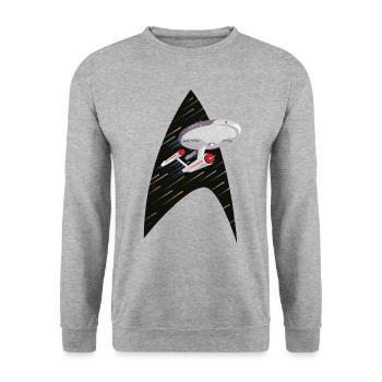 Star Trek The Original Series USS Enterprise Logo - Sweat-shirt Unisexe - gris chiné - Devant - Alina (178cm) & Michal (187cm)