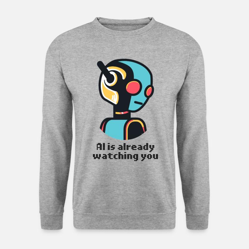 Die KI beobachtet dich bereits - dunkel - Unisex Pullover - Weißgrau meliert