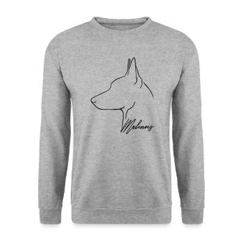 Belgian MALINOIS Chien chien Wilsigns - Sweat-shirt Unisexe - gris chiné - Devant - Alina (178cm) & Michal (187cm)