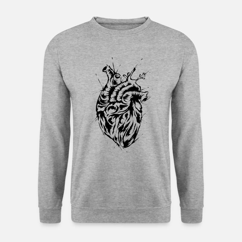 Anatomisches Herz - Unisex Pullover - Weißgrau meliert