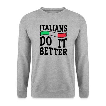 Italien Italie Drôle Dicton Idée Cadeau - Sweat-shirt Unisexe - gris chiné - Devant - Alina (178cm) & Michal (187cm)