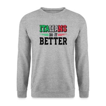 Italien Italie Drôle Dicton Idée Cadeau - Sweat-shirt Unisexe - gris chiné - Devant - Alina (178cm) & Michal (187cm)