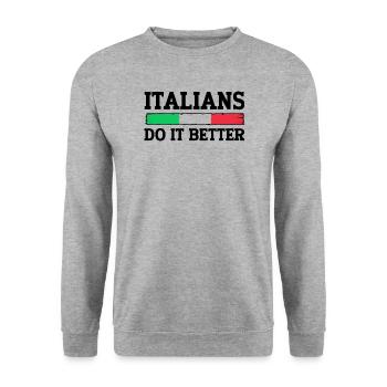 Italian Italy Funny Saying Gift Idea - Unisex Sweatshirt - salt & pepper - Front - Alina (178cm) & Michal (187cm)