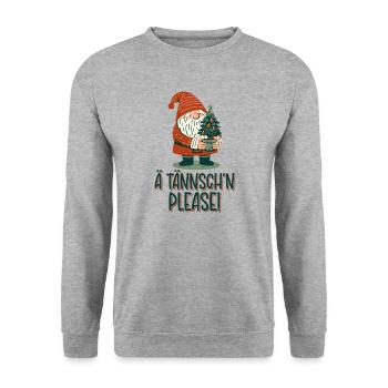 Weihnachten Lustiger Spruch Ä Tännsch'n Please - Unisex Pullover - Weißgrau meliert - Vorne - Alina (178cm) & Michal (187cm)