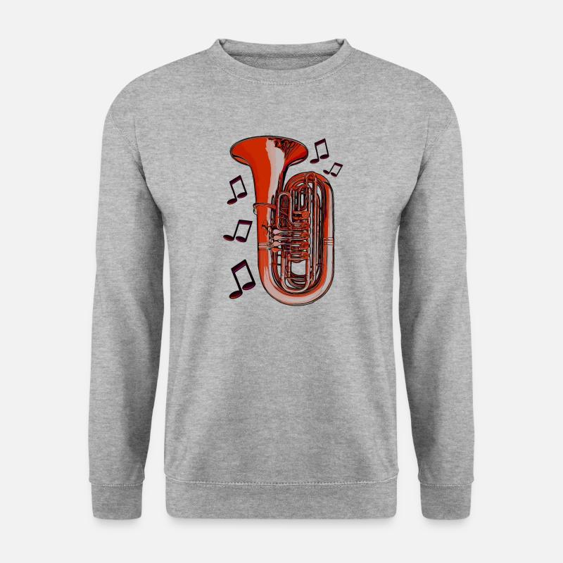 Tuba Noten orange - Unisex Pullover - Weißgrau meliert