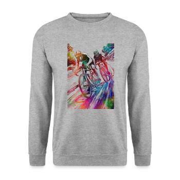 Cycling #cycling #sport #bike - Unisex Sweatshirt - salt & pepper - Front - Alina (178cm) & Michal (187cm)
